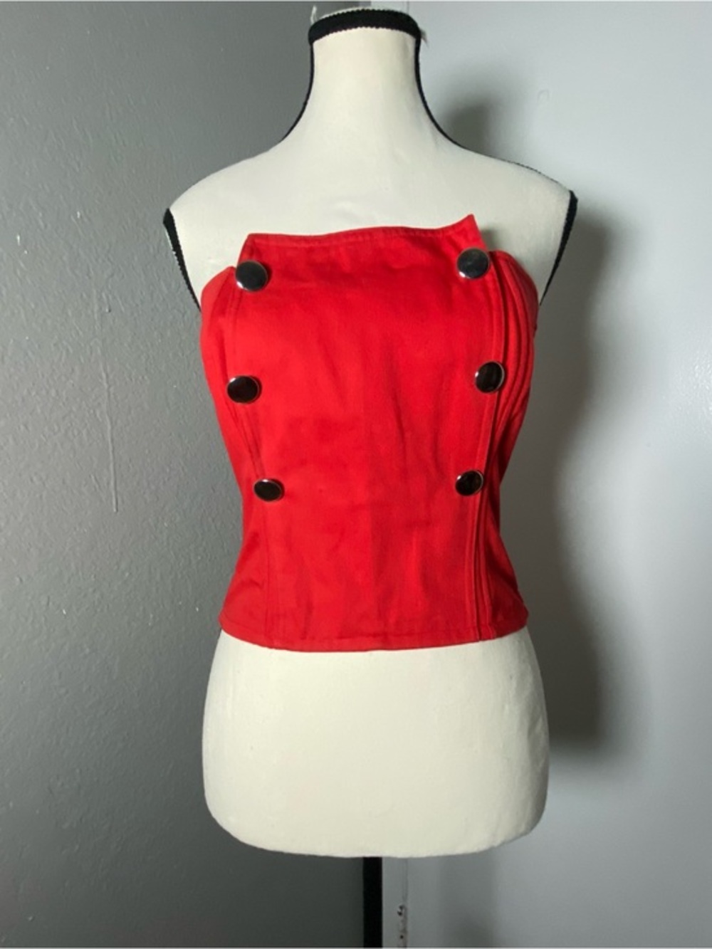Y2K EURO Chantal Thomass Red Military Corset Size 38 Small